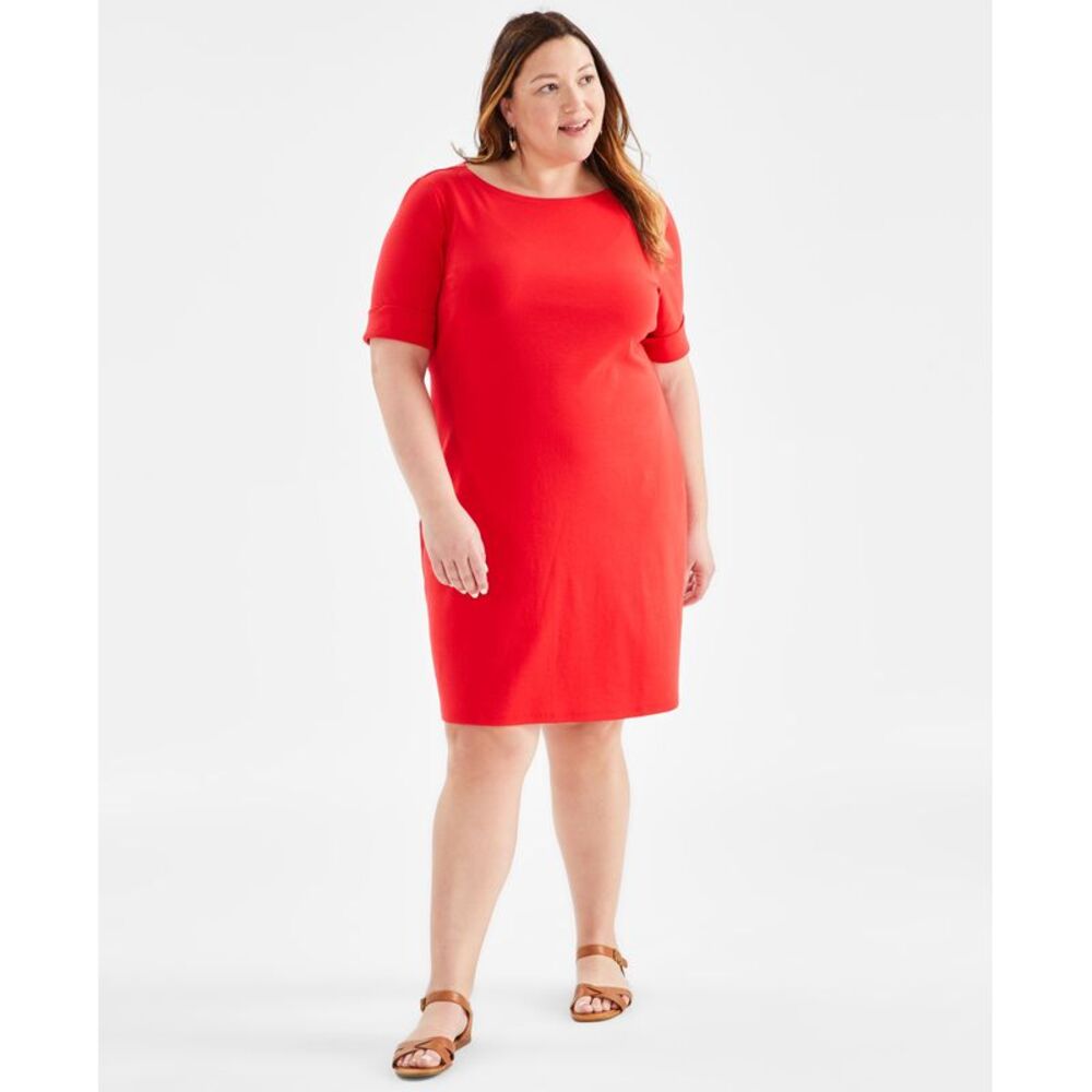 Style & Co. Plus Size Solid Boat-Neck Dress